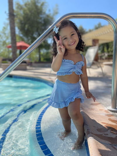 Toddler girl textured bow swimsuit - Ally Pop