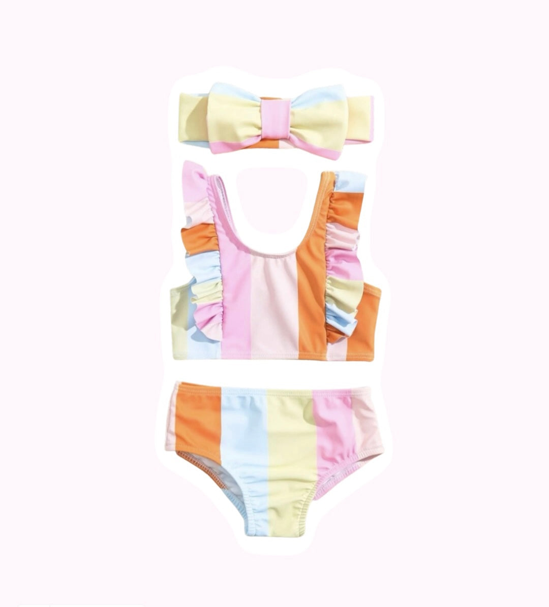 Three piece toddler swimsuit, Girls bathing suit - Ally Pop